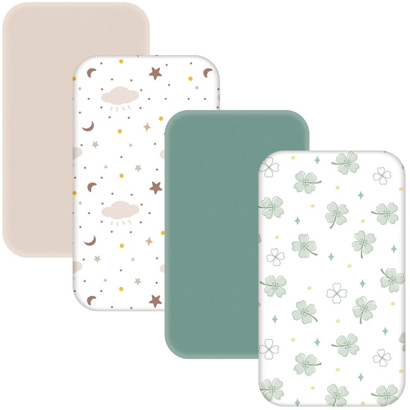 NacoMoco Store 4 عبوات من شراشف السرير للسرير الجانبي - 33"x20" شراشف سرير جانبي للأطفال من Baby Delight وAngelbliss وMaxi-COSI ومعظم أحجام الأسرة الجانبية العادية | شراشف سرير جانبي فائقة النعومة وصديقة للبشرة للأولاد والبنات - Image 1